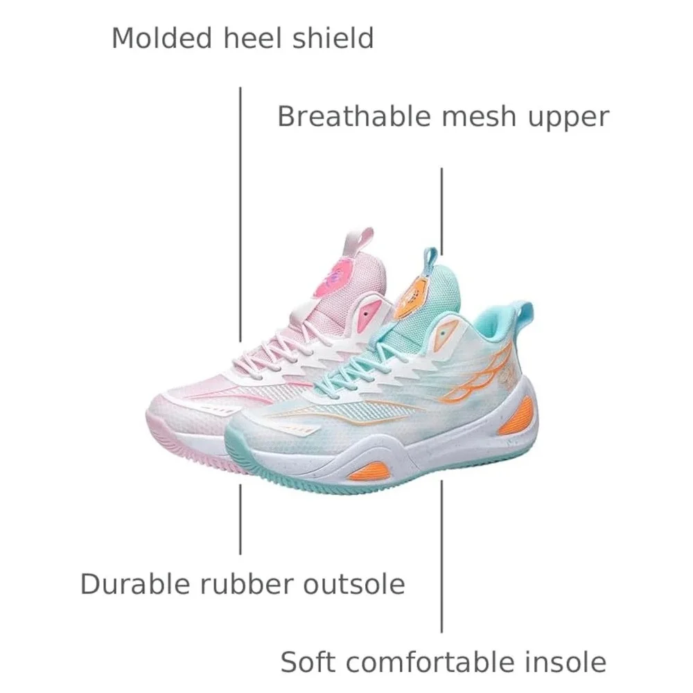 Mismatched Pastel Basketball Sneakers Pink Teal Mesh Sport Shoes US 6.5